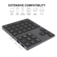 AVATTO aluminiowa bezprzewodowa klawiatura numeryczna Bluetooth z koncentratorem USB wejście cyfrowe funkcja dla Windows,Mac OS,Android laptop PC 5